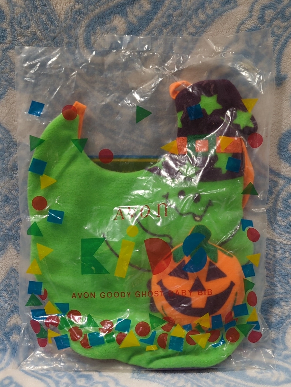 Avon Bright Green Halloween Pumpkin & Ghost Bib